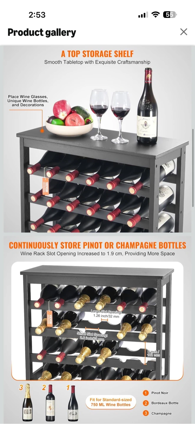 VEVOR 7-Tier Bamboo Wine Rack - photo 2