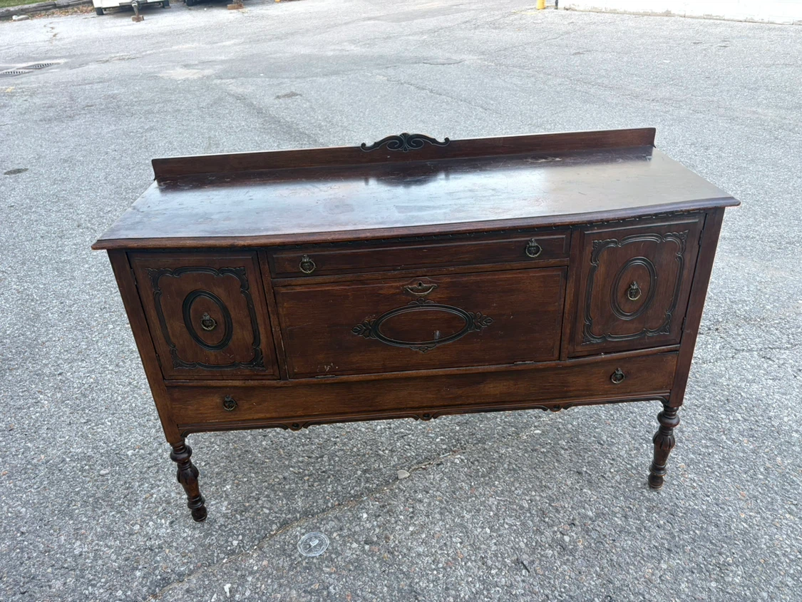Free delivery used antique Vintage Wooden Buffet Sideboard