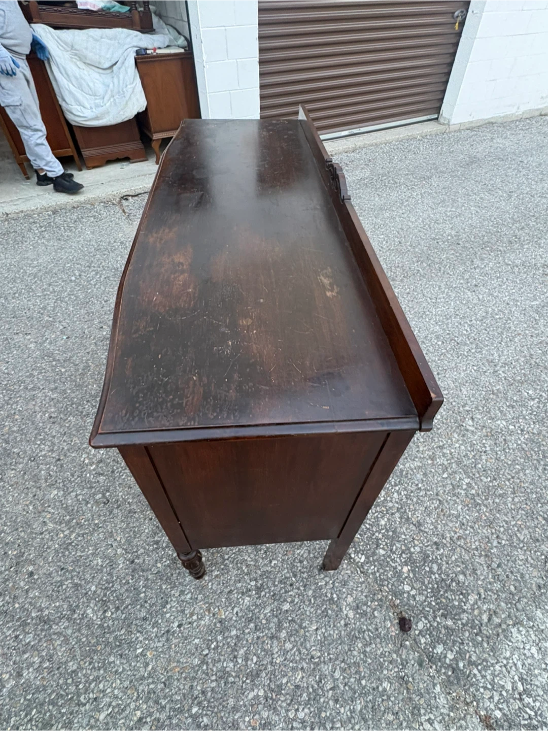 Free delivery used antique Vintage Wooden Buffet Sideboard - photo 4