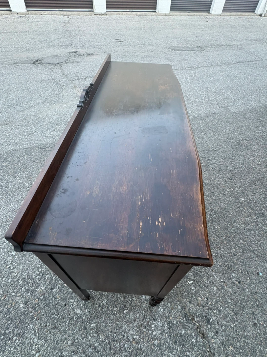 Free delivery used antique Vintage Wooden Buffet Sideboard - photo 5
