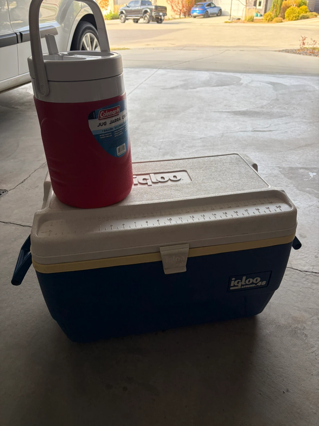 $45 for both..,Igloo Legend 48 Cooler and Coleman 1 Gallon Jug