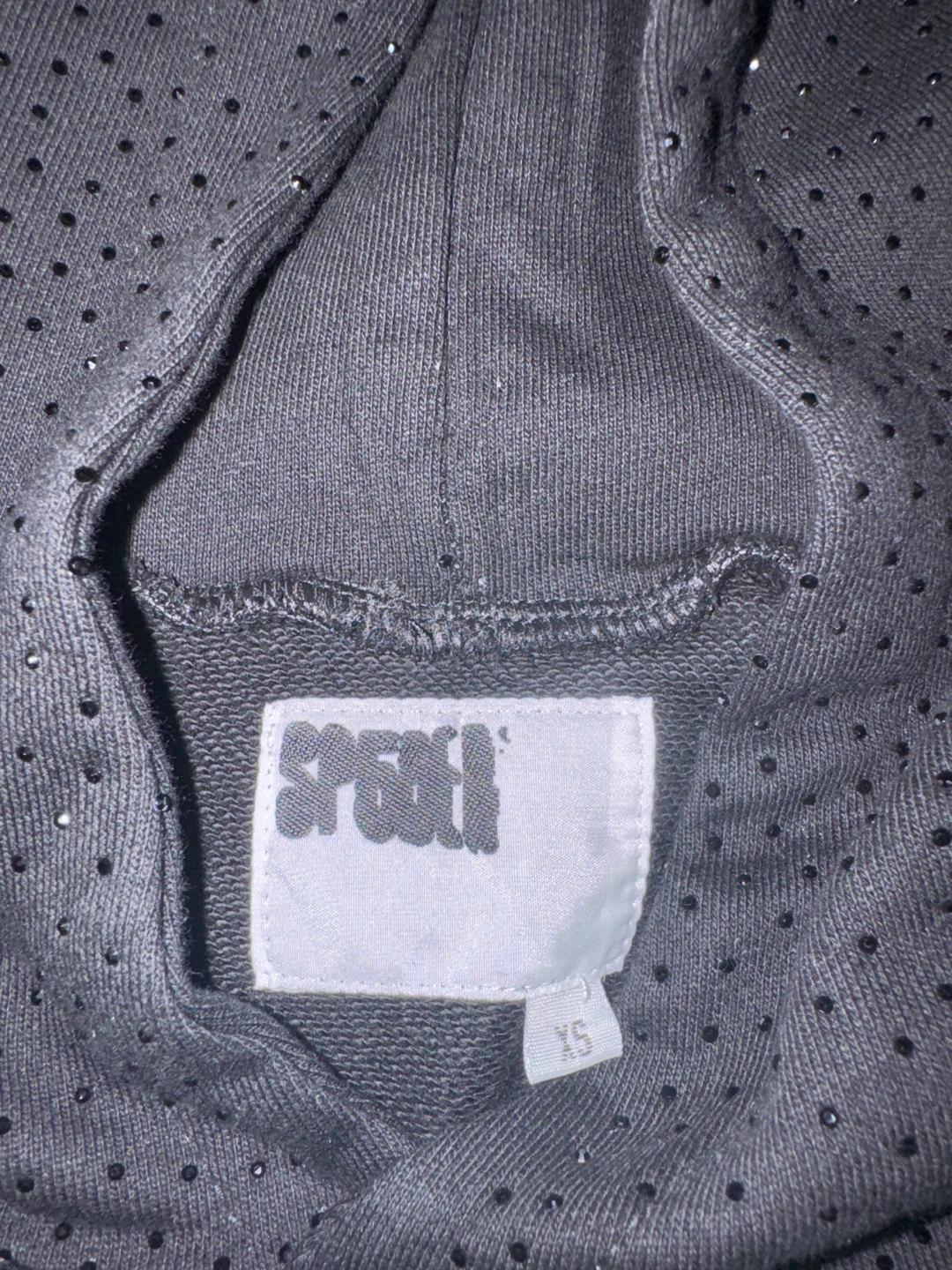 Sp5der Hoodie Black rhinestone