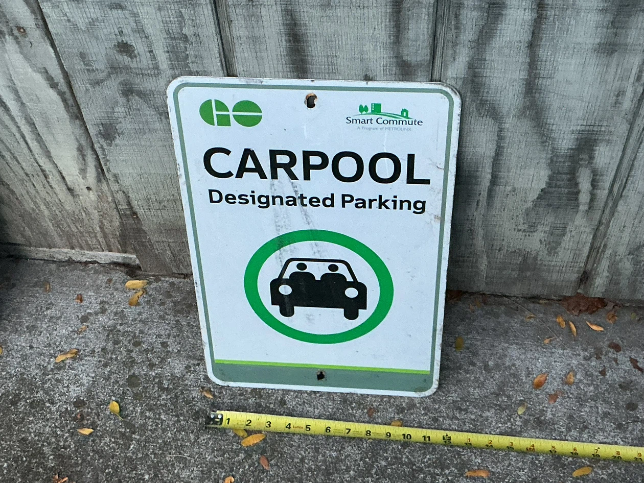 Vintage GO Transit Carpool Designated Parking Metal Sign !