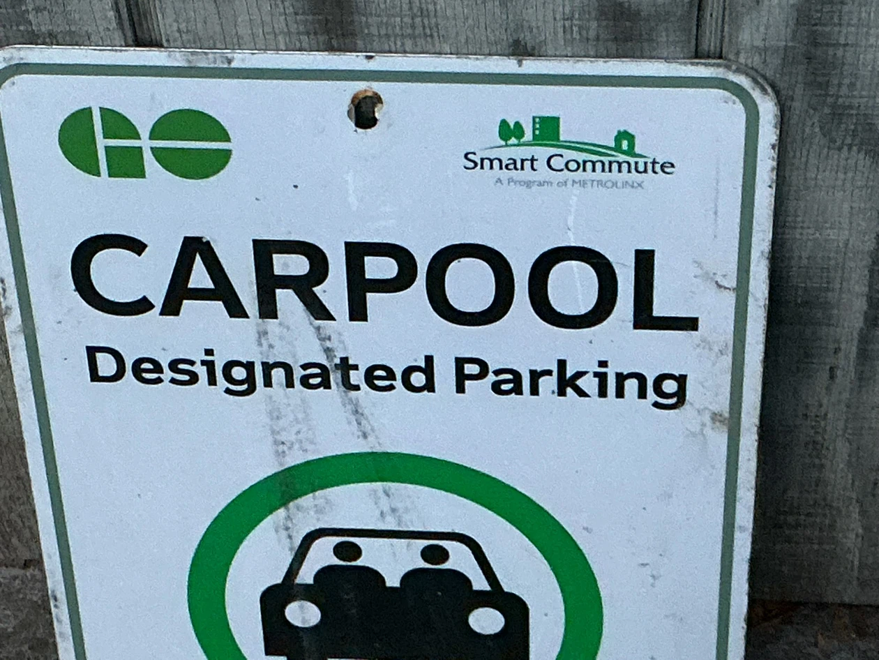 Vintage GO Transit Carpool Designated Parking Metal Sign ! - photo 2