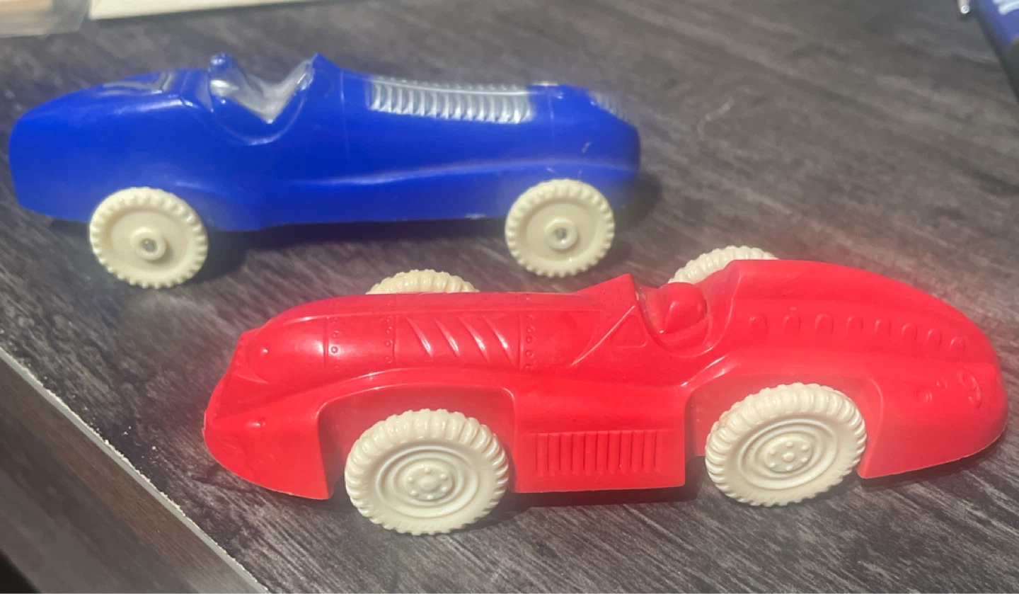 Two Vintage Plastic Race Cars