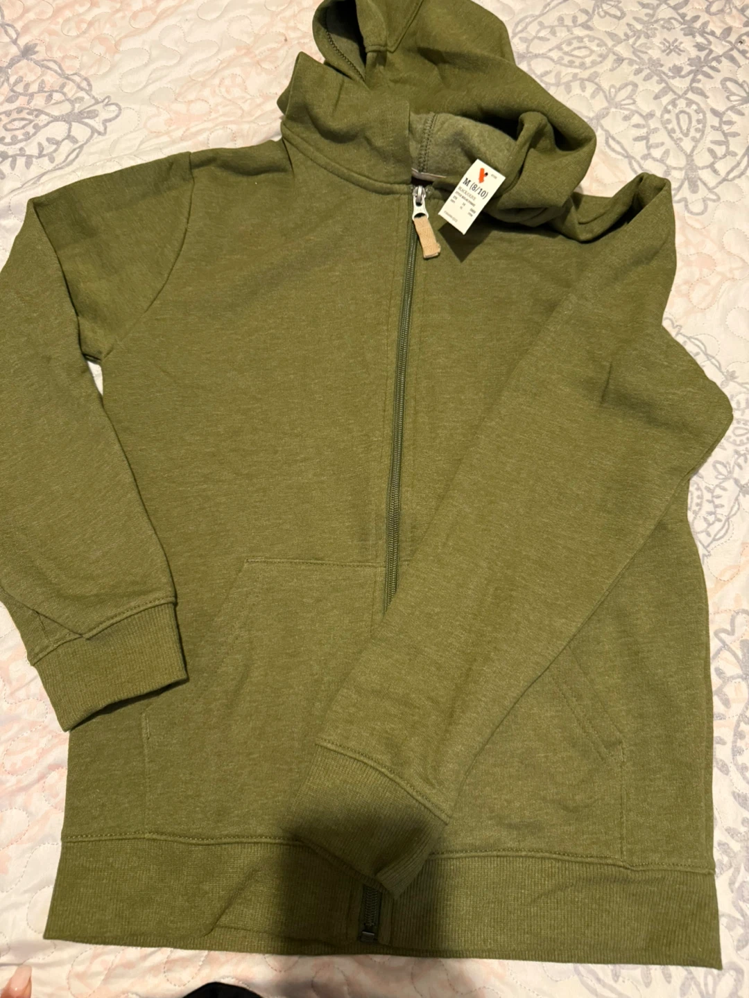 Olive Green Zip-Up Hoodie