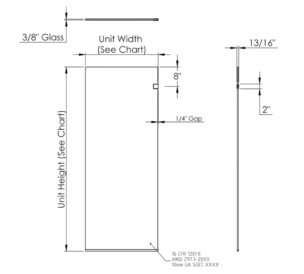 Fab Glass and Mirror Fixed Shower Screen 24" x 76" - photo 4