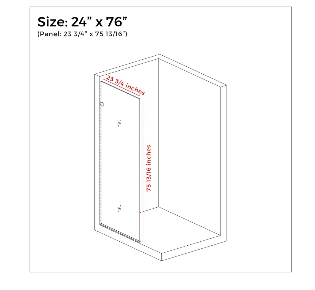 Fab Glass and Mirror Fixed Shower Screen 24" x 76" - photo 5