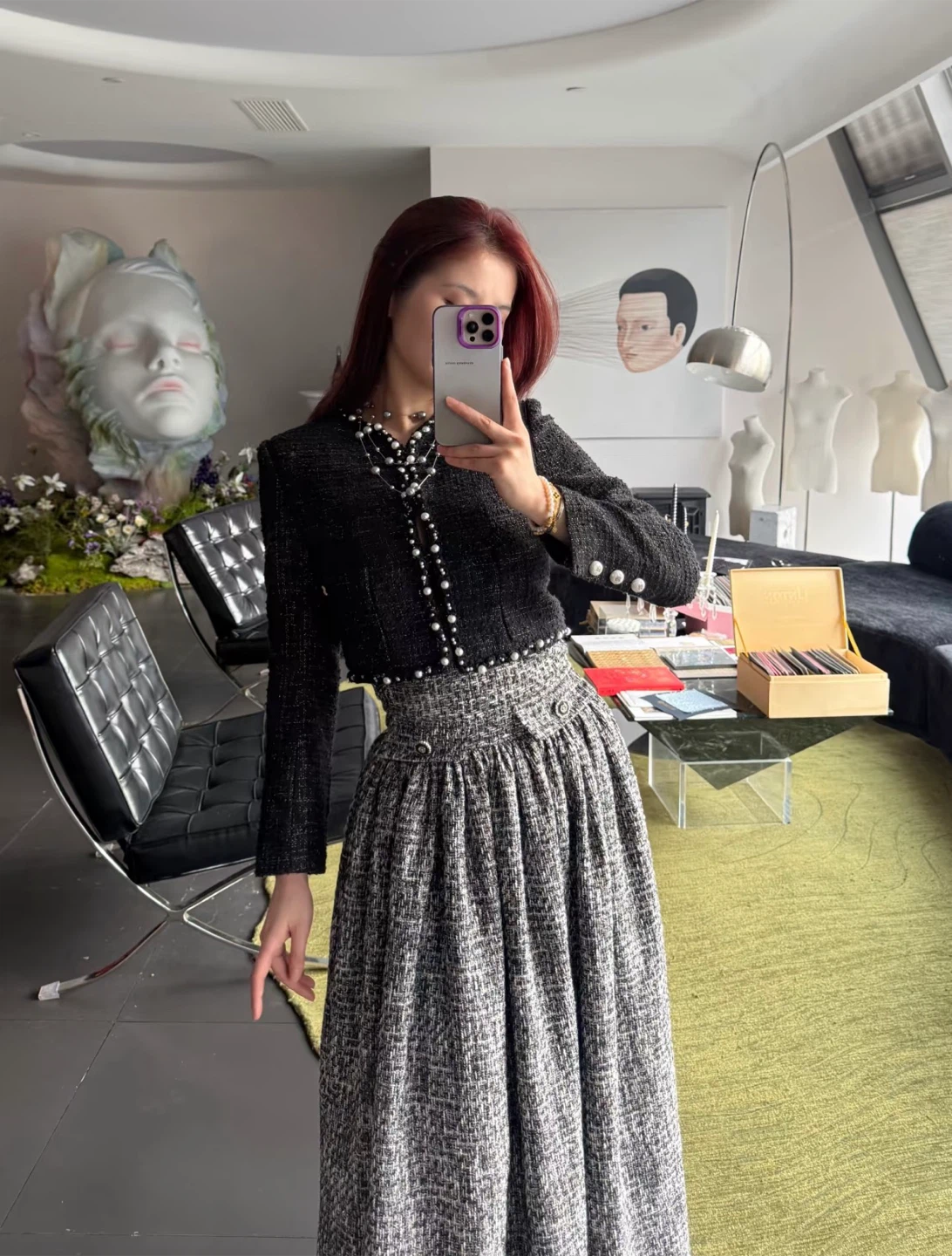 Designer’s (Chanel-style nautical tweed plaid ) Skirt