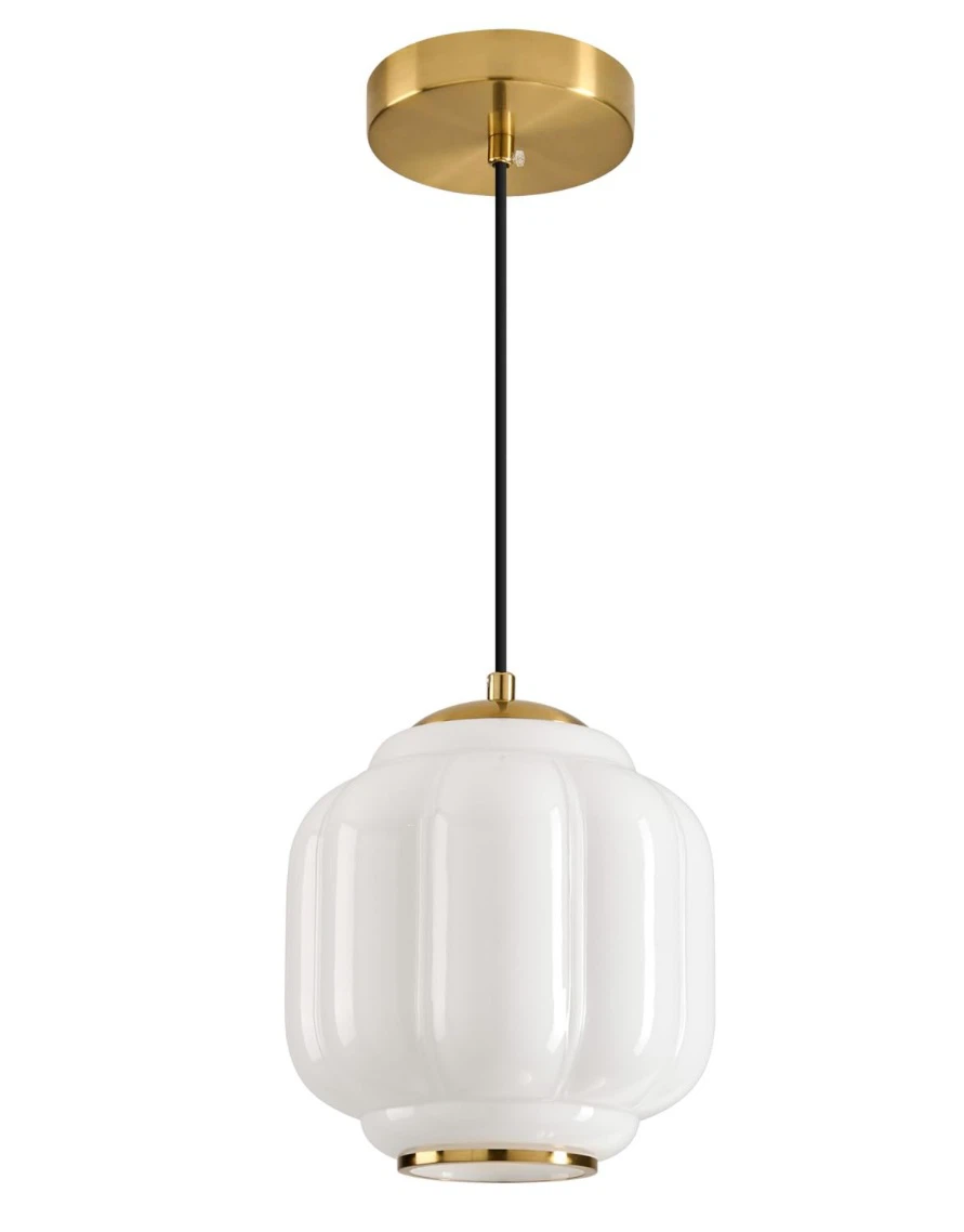 IPEDWO 7" Vintage Milk Glass Pendant Light