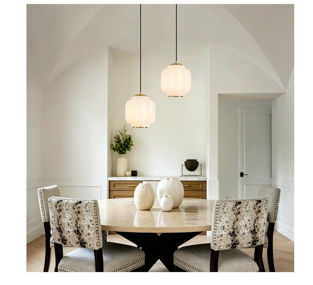 IPEDWO 7" Vintage Milk Glass Pendant Light - photo 4