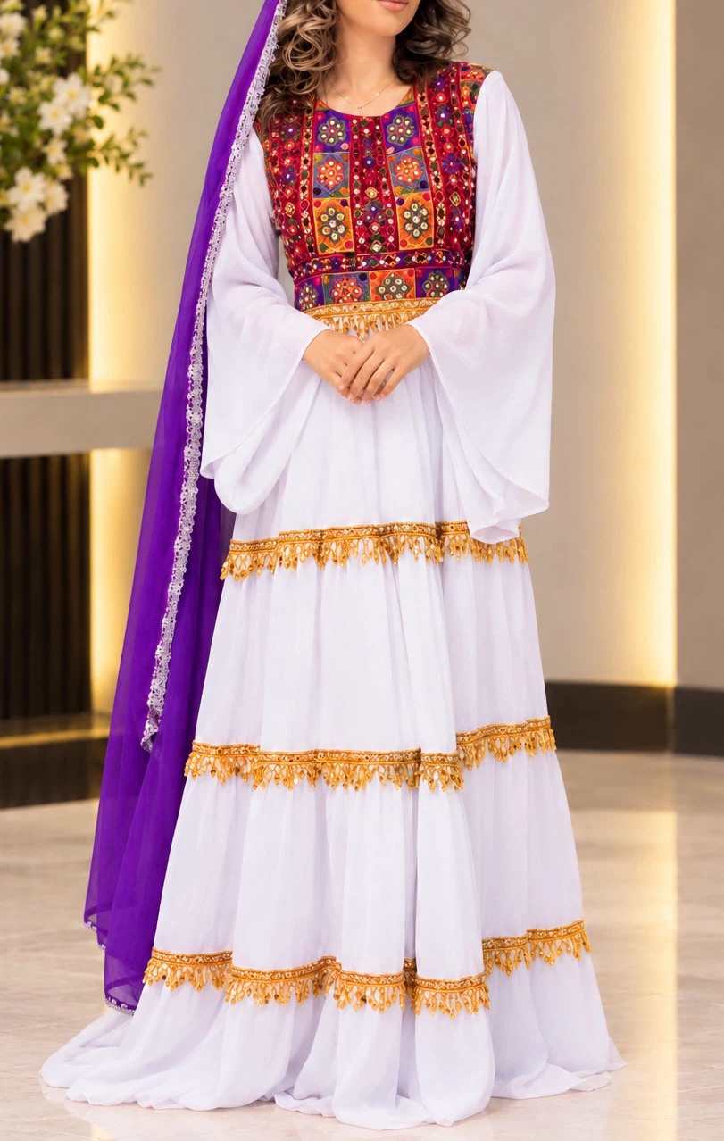 Traditional Embroidered Afghan Style Dress