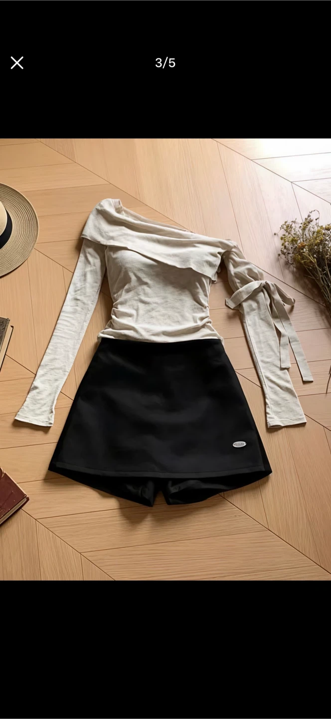 Designer’s Taupe One-Shoulder Long Sleeve Crop Top