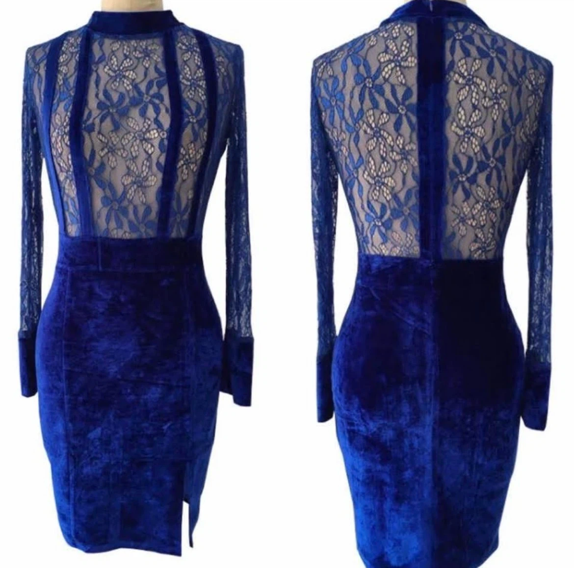 NEW Blue Velvet and Lace Dress