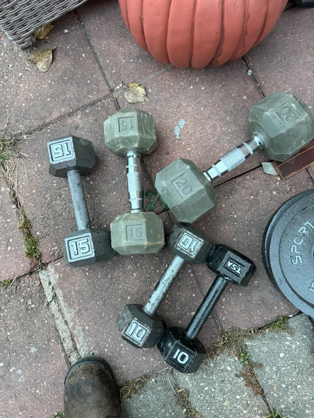 Set of Hex Dumbbells - 10lb, 15lb, and 20lb