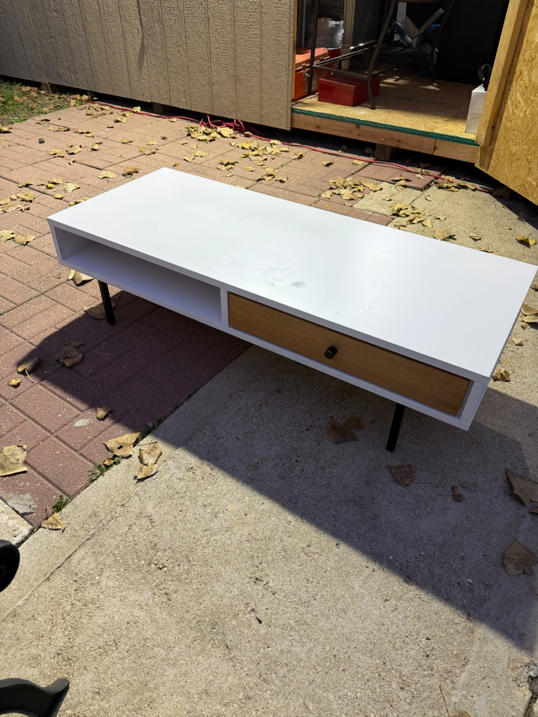 Modern White and Wood Coffee Table