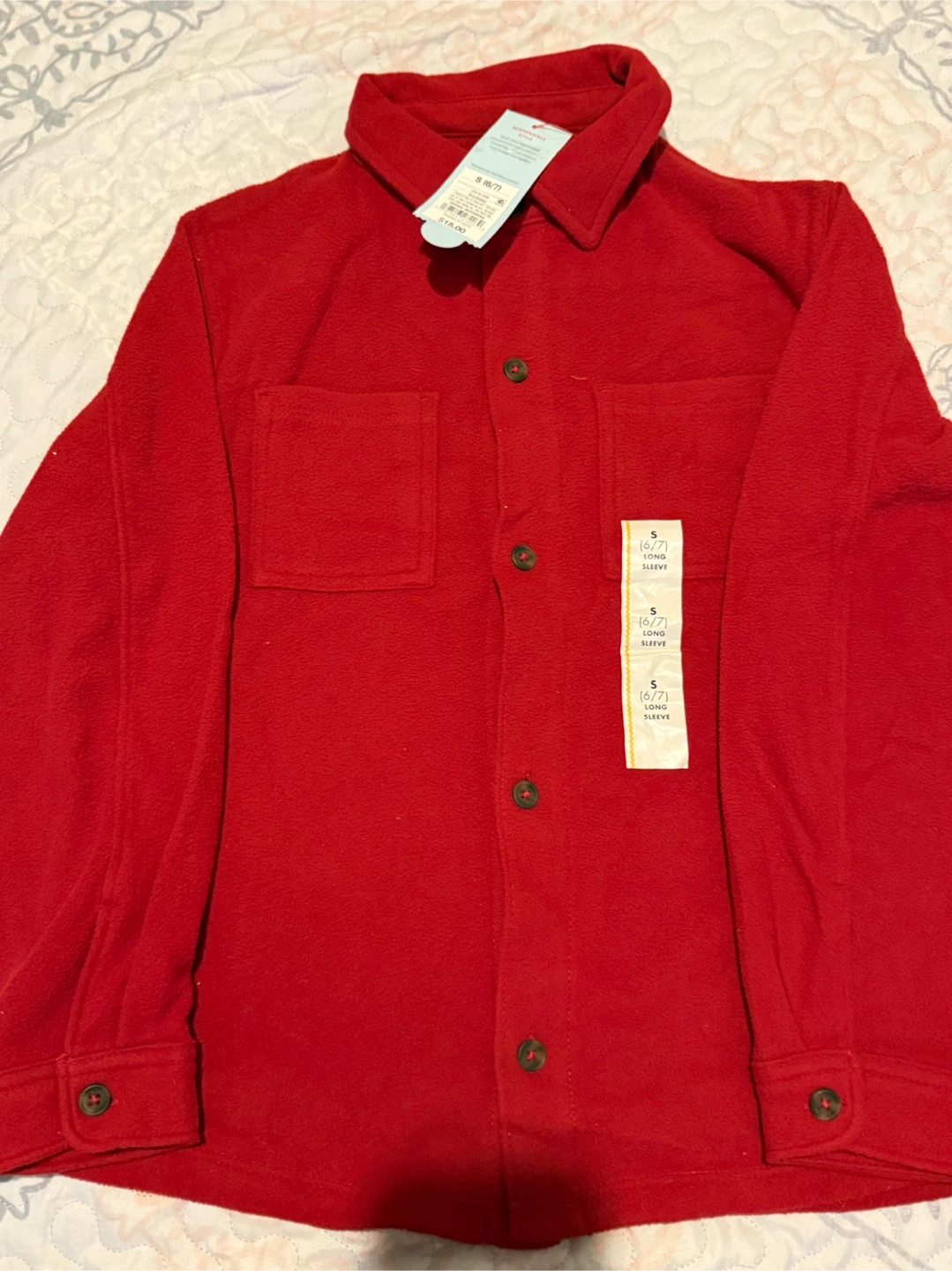 Cat & Jack Red Fleece Button-Down Shirt