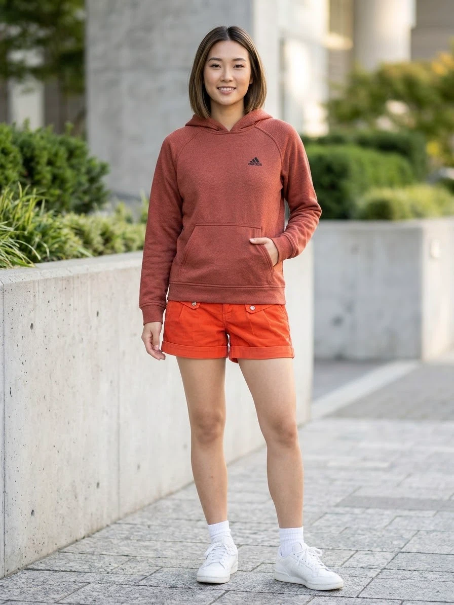 Adidas Hoodie and ONLY Corduroy Shorts