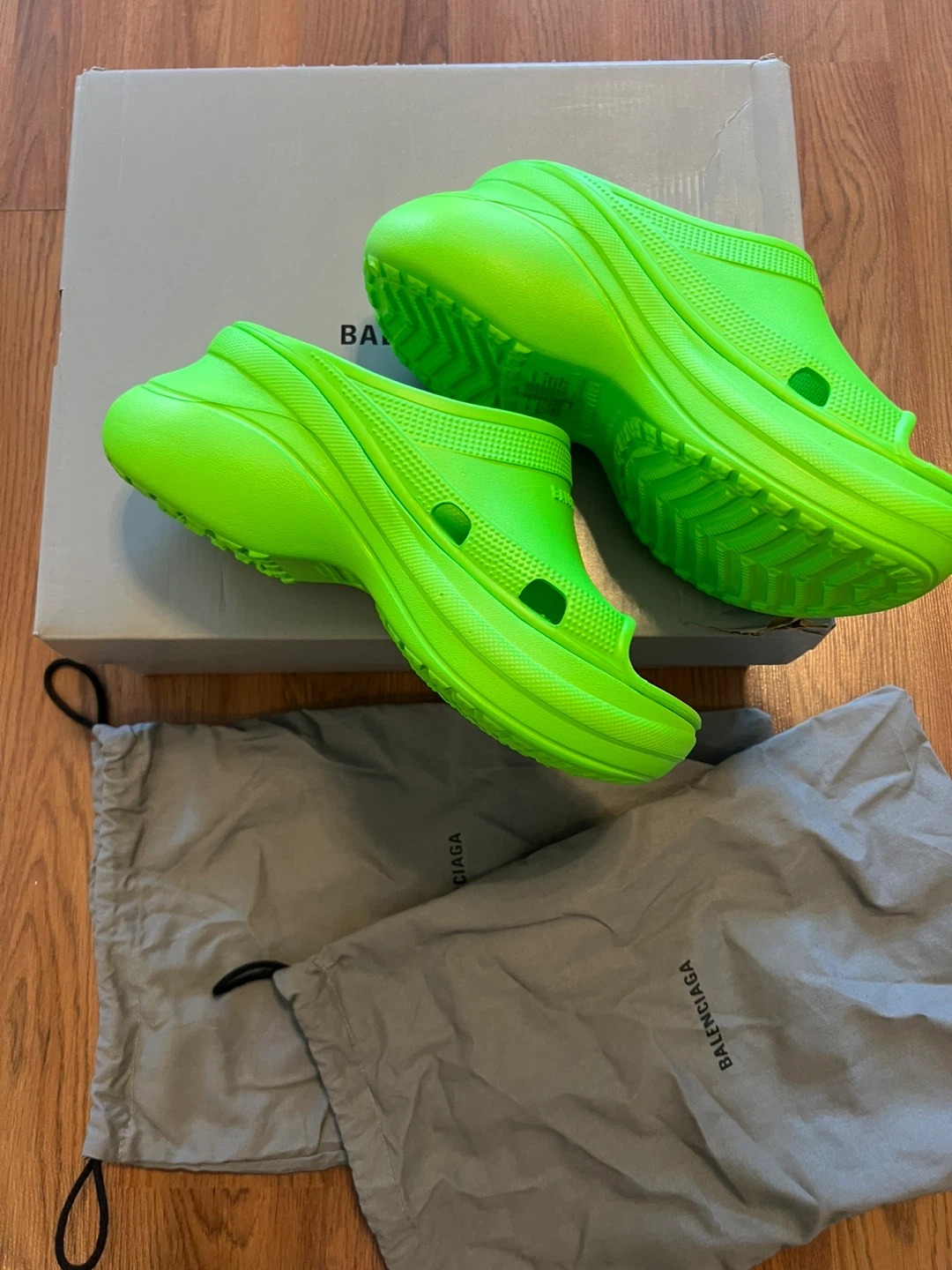 Balenciaga Authentic BNWT Pool Crocs Slides Neon Green Size 37
