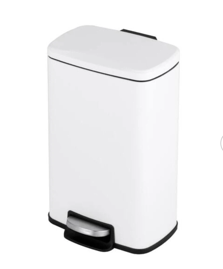 1.3 Gal / 5L White Rectangular Step Trash Can with Lid & Inner