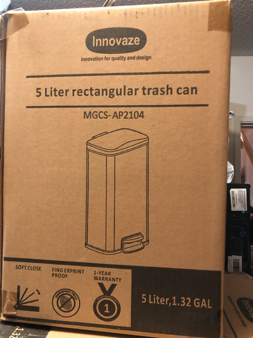 1.3 Gal / 5L White Rectangular Step Trash Can with Lid & Inner - photo 4