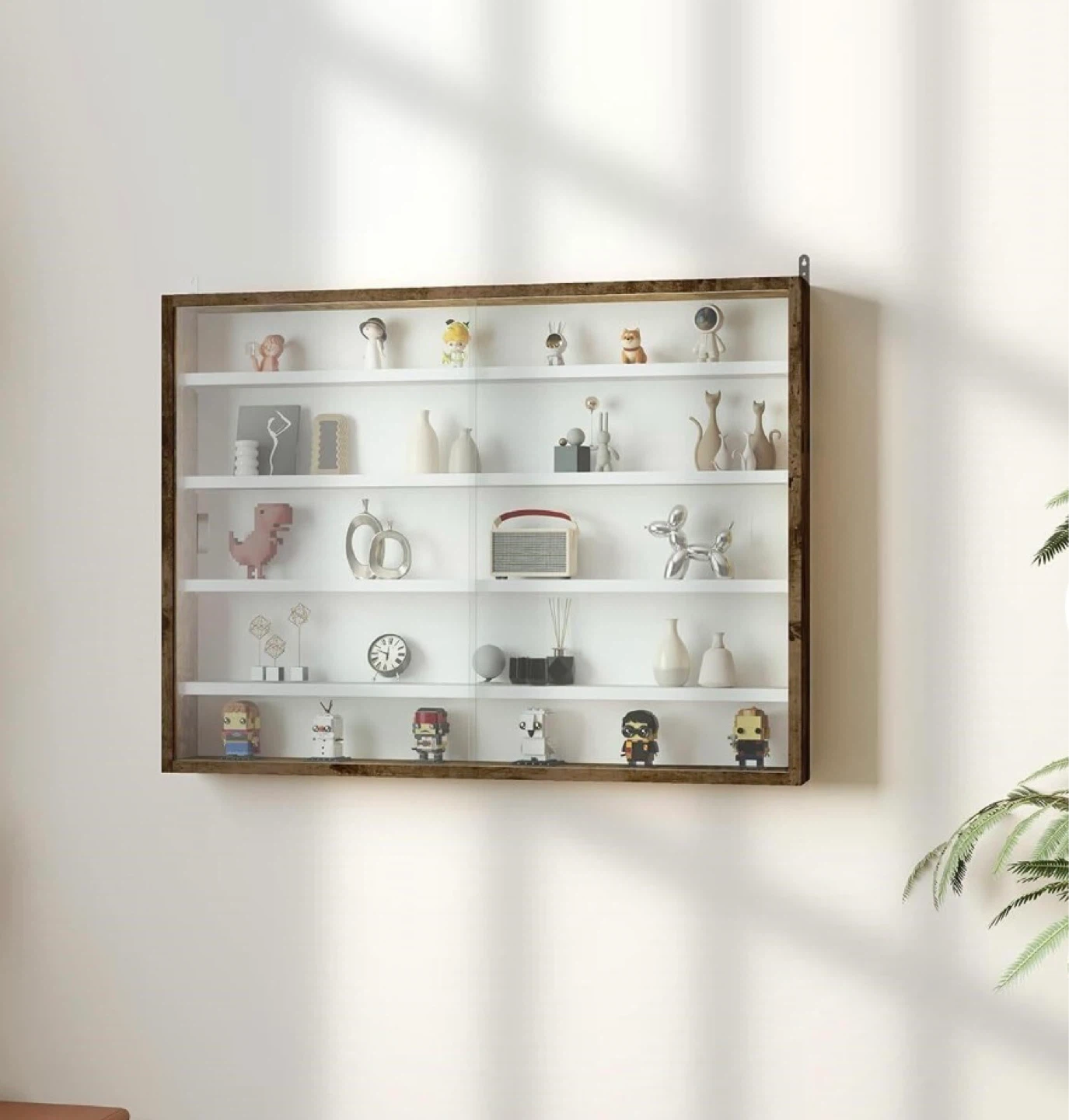 HOMCOM 5-Storey Wall Shelf Display Cabinet, Rustic - photo 5