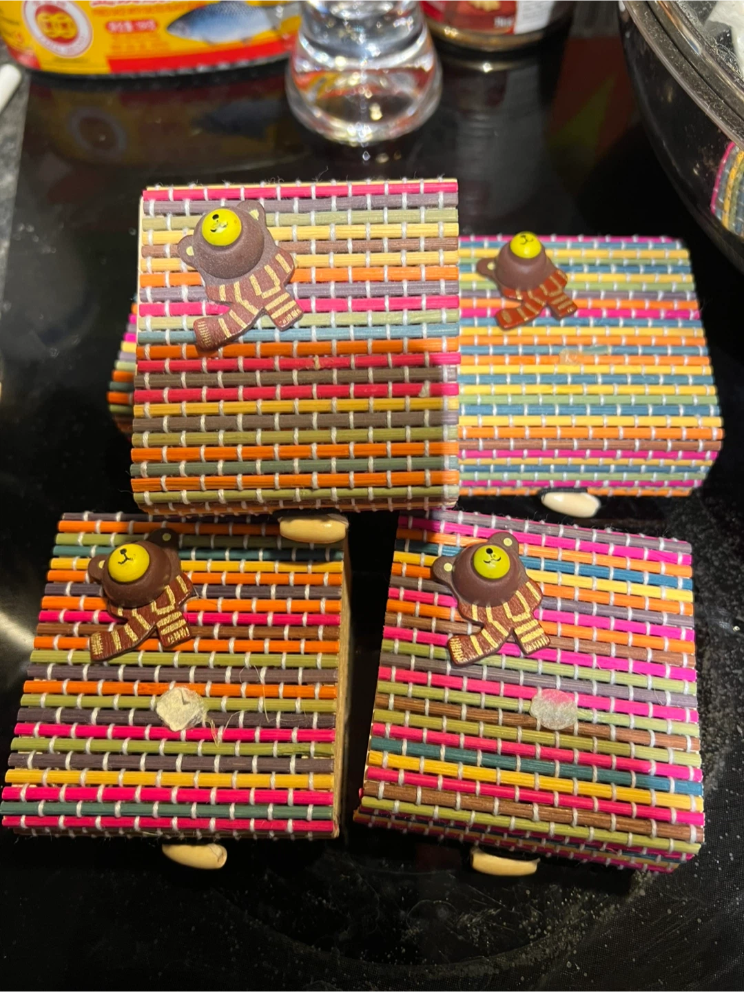 New Handmade night purse, new Set of 5 Small Wooden Bear Boxes - photo 3