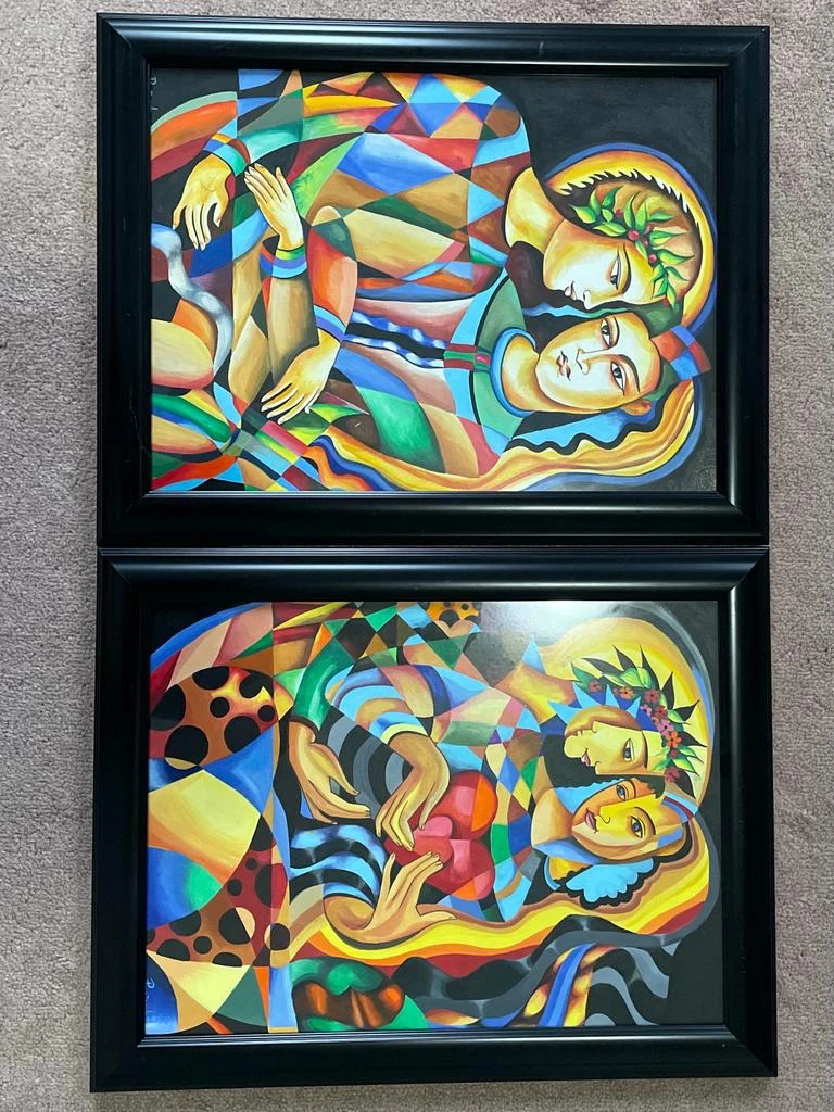 Set of 10 Assorted Abstract Framed Art Prints