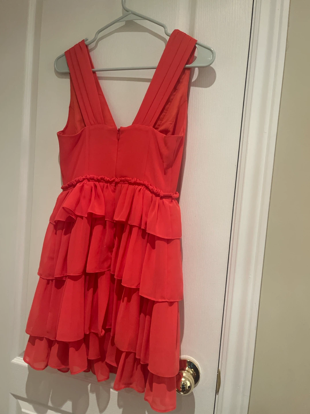 Coral Red Layered Ruffle Mini Dress - photo 2