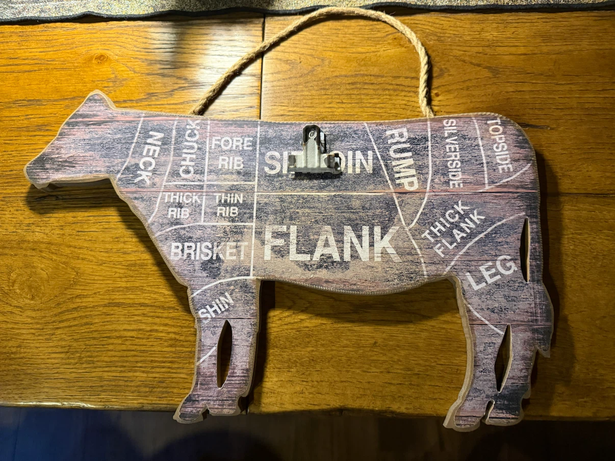 Butcher Cut Cow Wall Decor with Note Clip