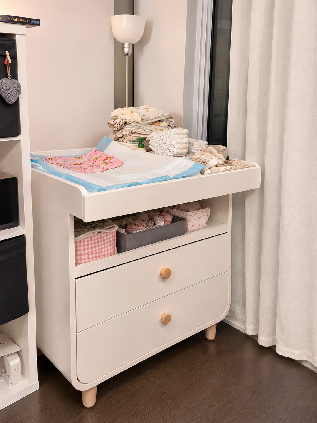 White Changing Table with Drawers