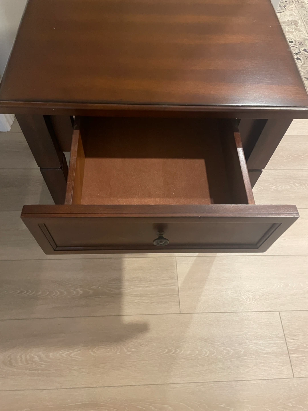 Dark Wood End Table with Drawer - photo 3