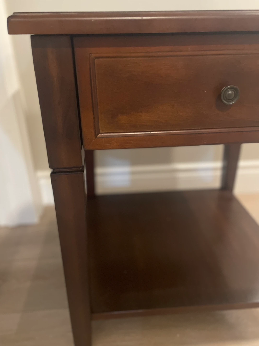 Dark Wood End Table with Drawer - photo 4