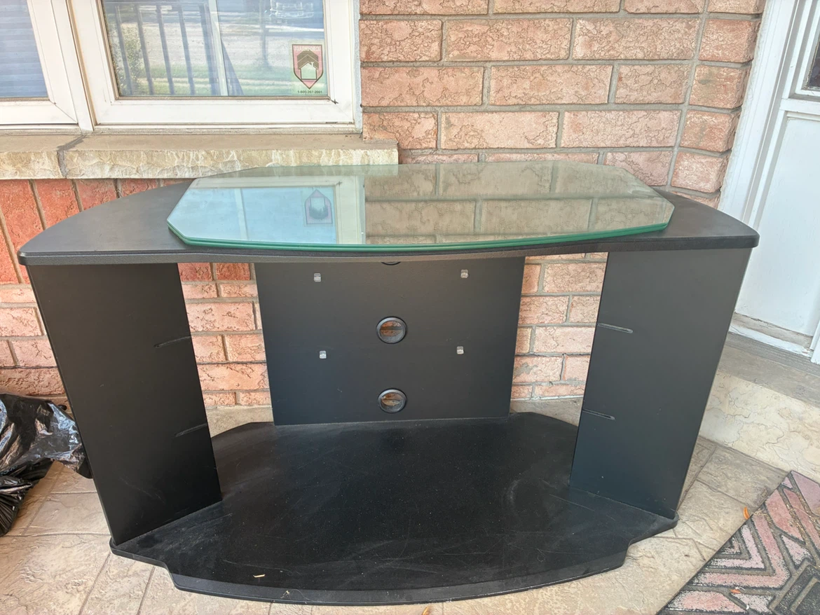 Black Corner TV Stand with Glass shelves