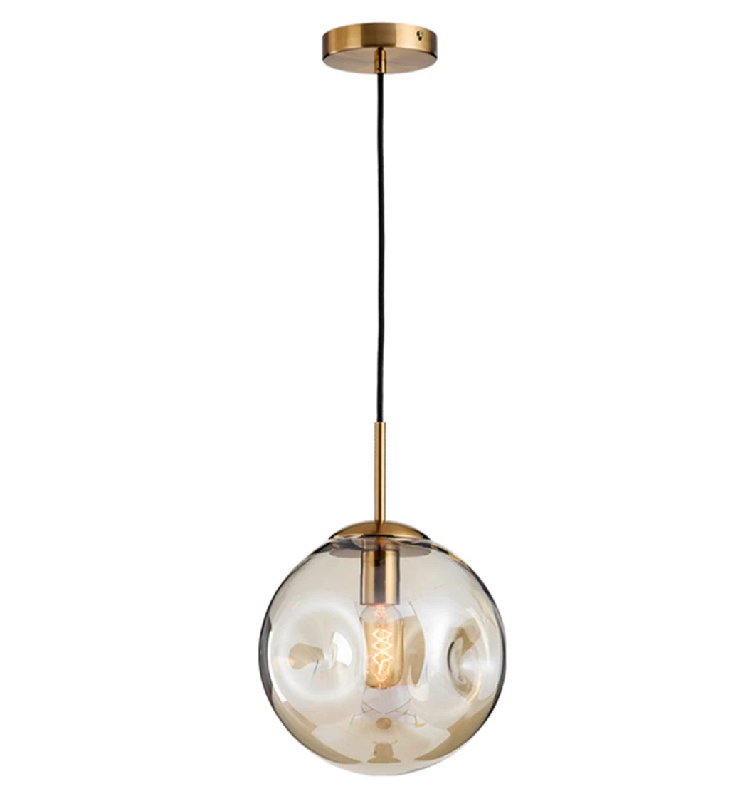 Brikey Glass Spherical Pendant Light,Gold Iron