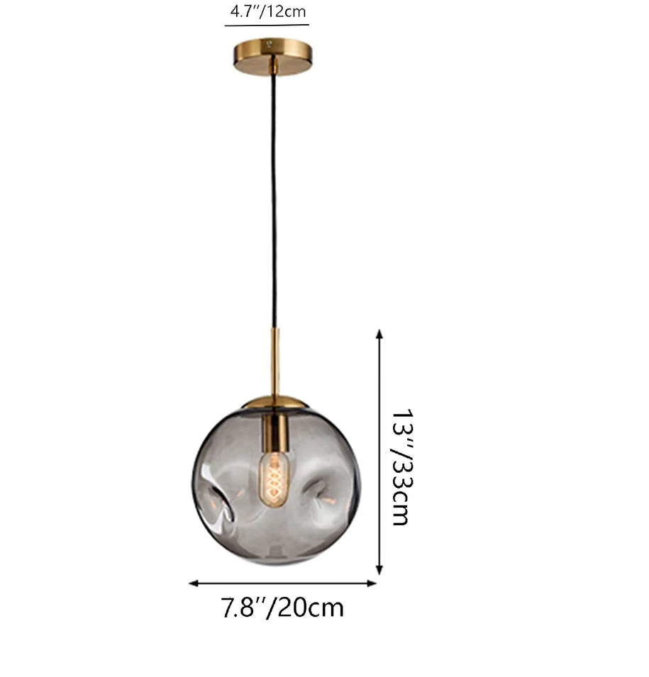 Brikey Glass Spherical Pendant Light,Gold Iron - photo 2