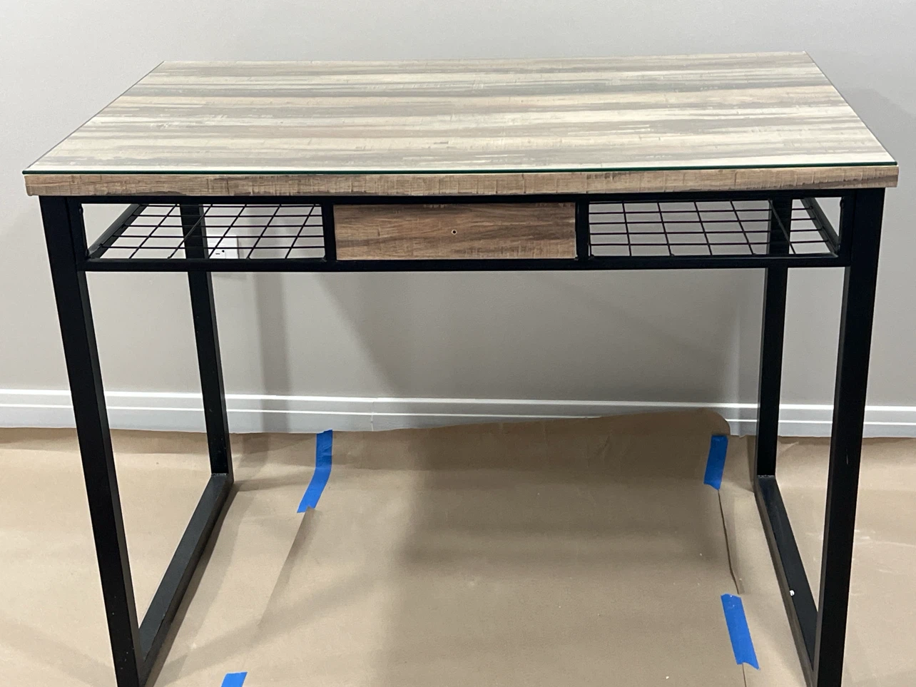 Industrial Style Wood and Glass Desk - photo 2