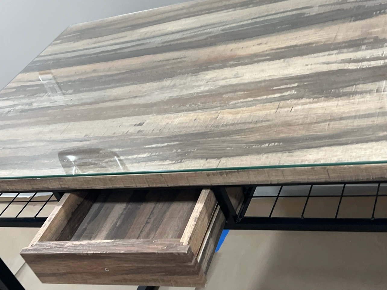 Industrial Style Wood and Glass Desk - photo 3
