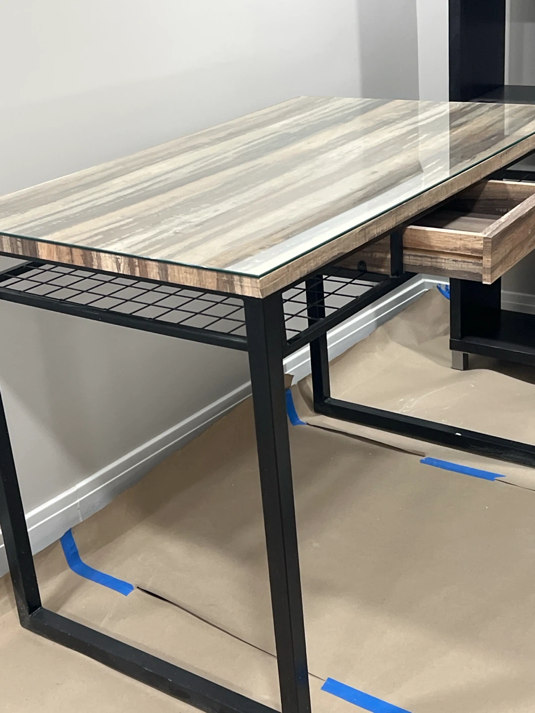 Industrial Style Wood and Glass Desk - photo 4