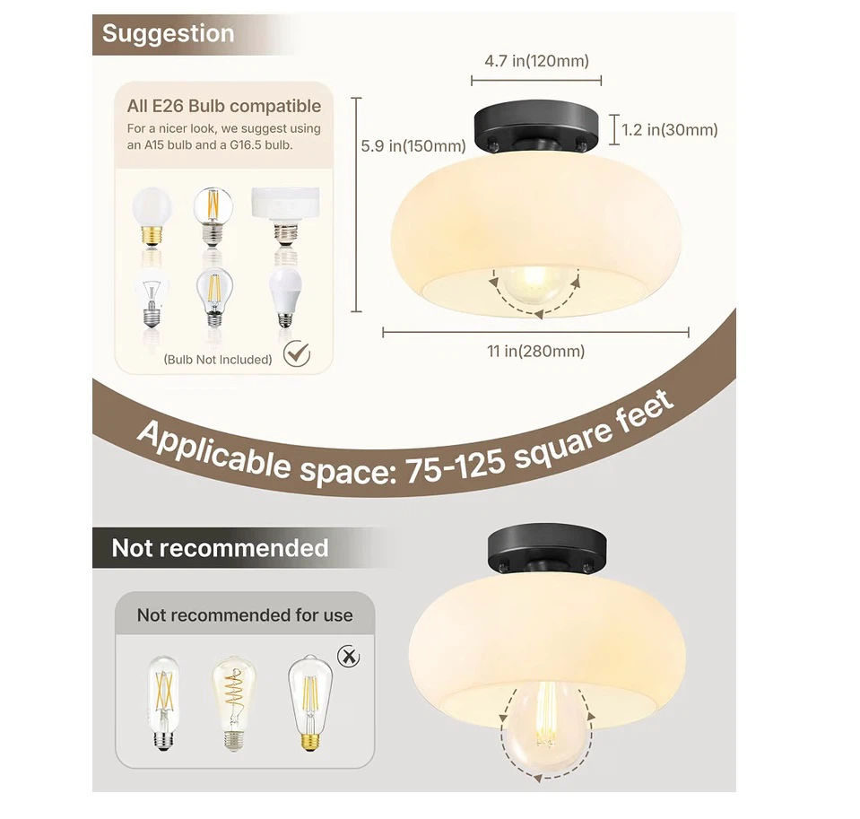 Yunnix Mid-Century Modern Semi Flush Mount - photo 3