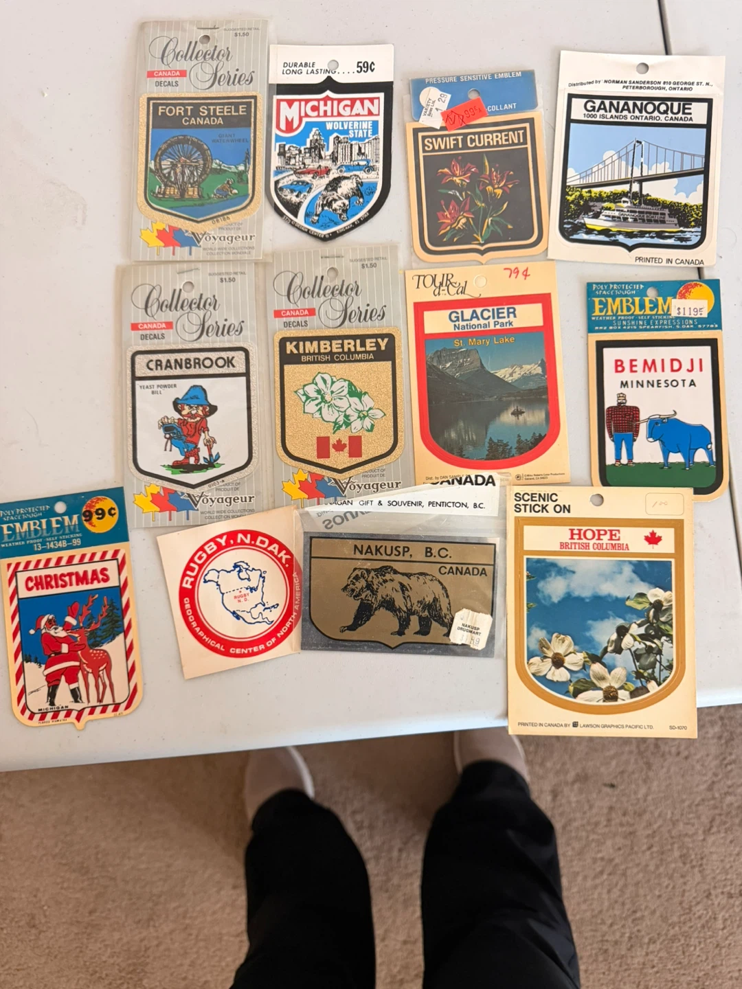Lot of 12 Vintage NOS Travel Decals & Stickers