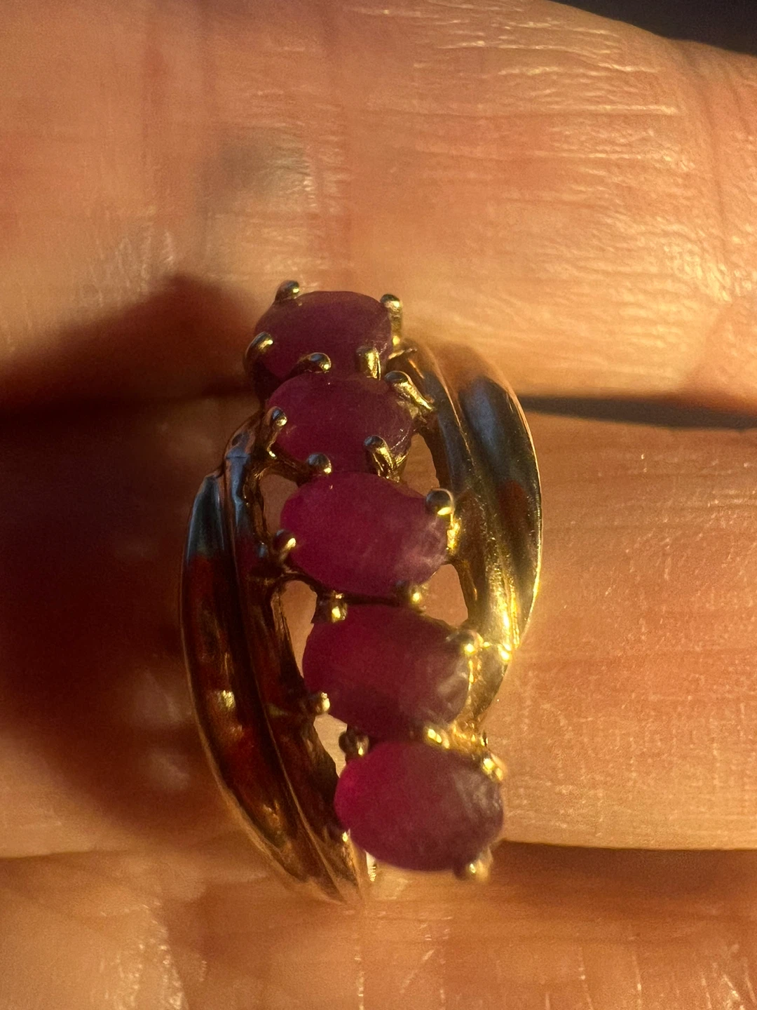 10 k Gold and Ruby Five-Stone Ring