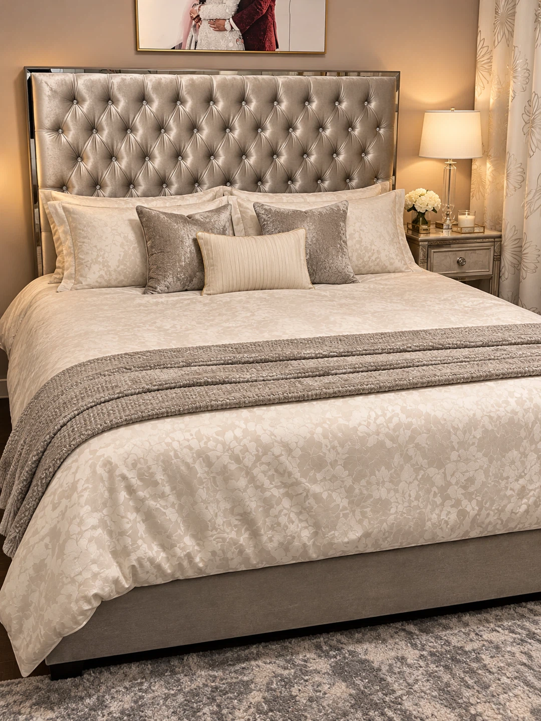 Tufted King Size Upholstered Bed Frame