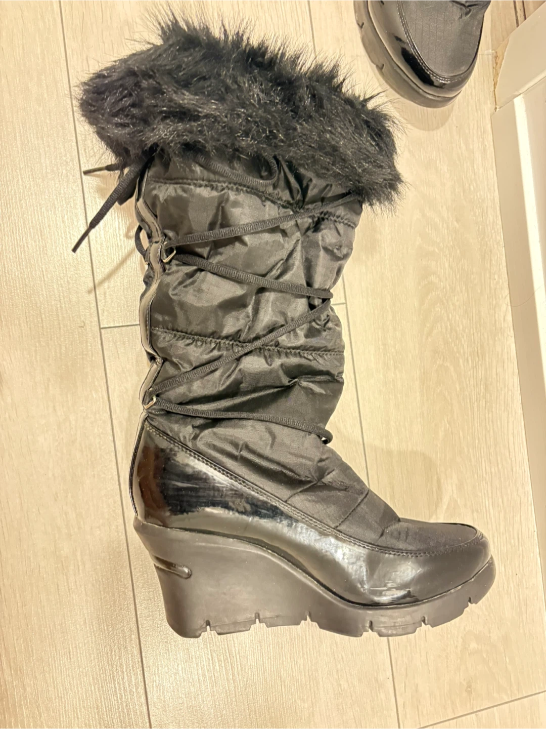 Black Wedge Winter Boots - photo 2