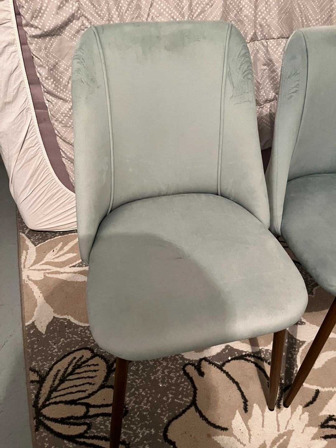 Set of 4 Light Blue Velvet Dining Chairs - photo 3