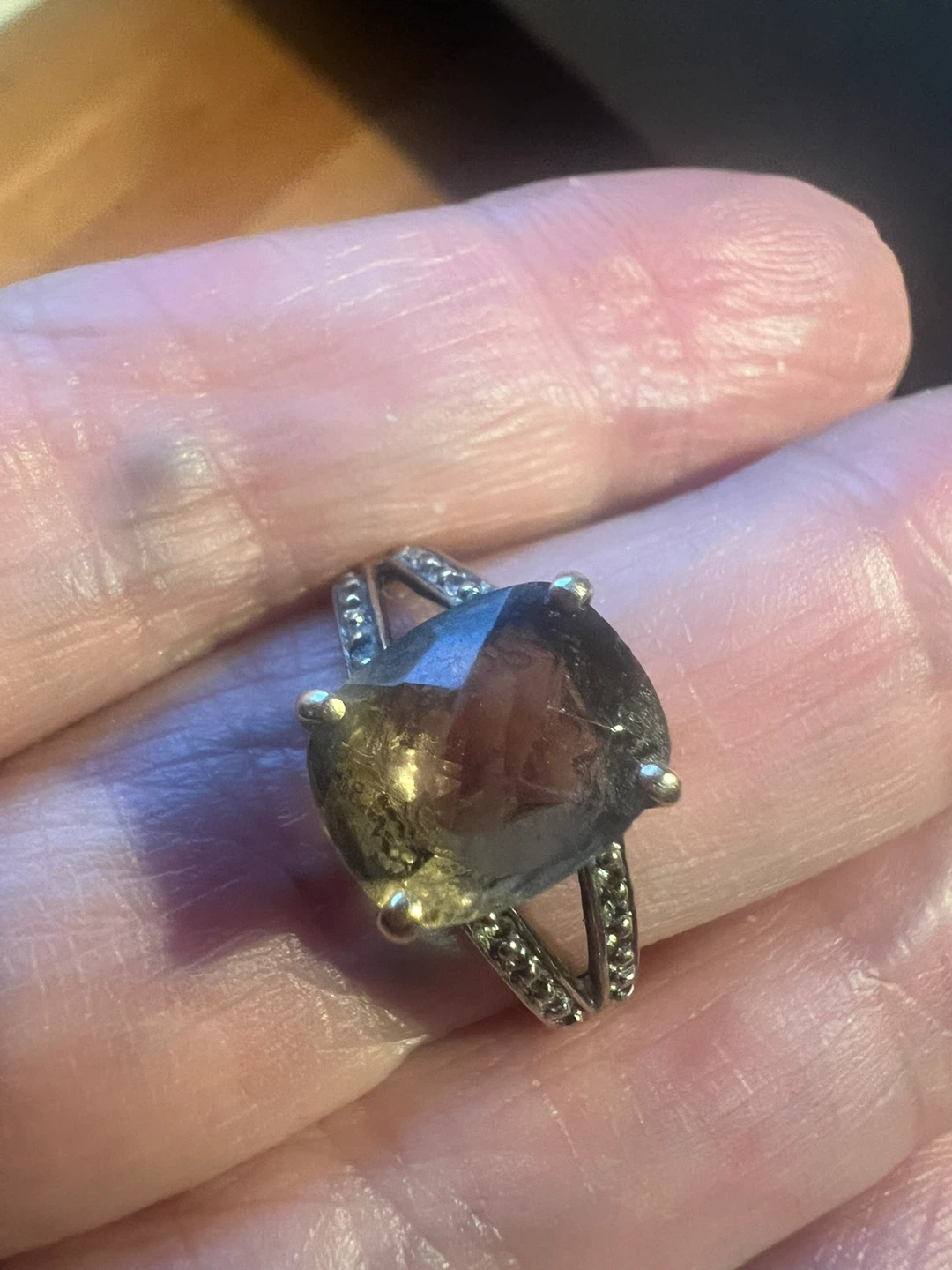 10 k smoky topaz and diamonds ring size 6.5-7 - photo 2