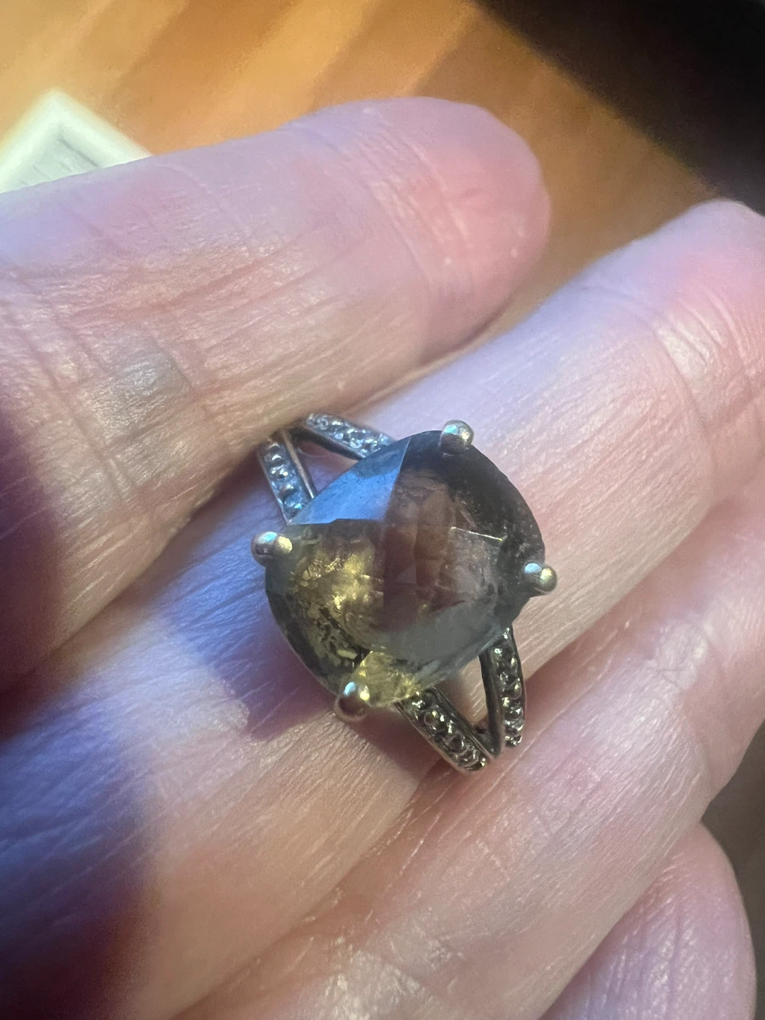 10 k smoky topaz and diamonds ring size 6.5-7 - photo 4