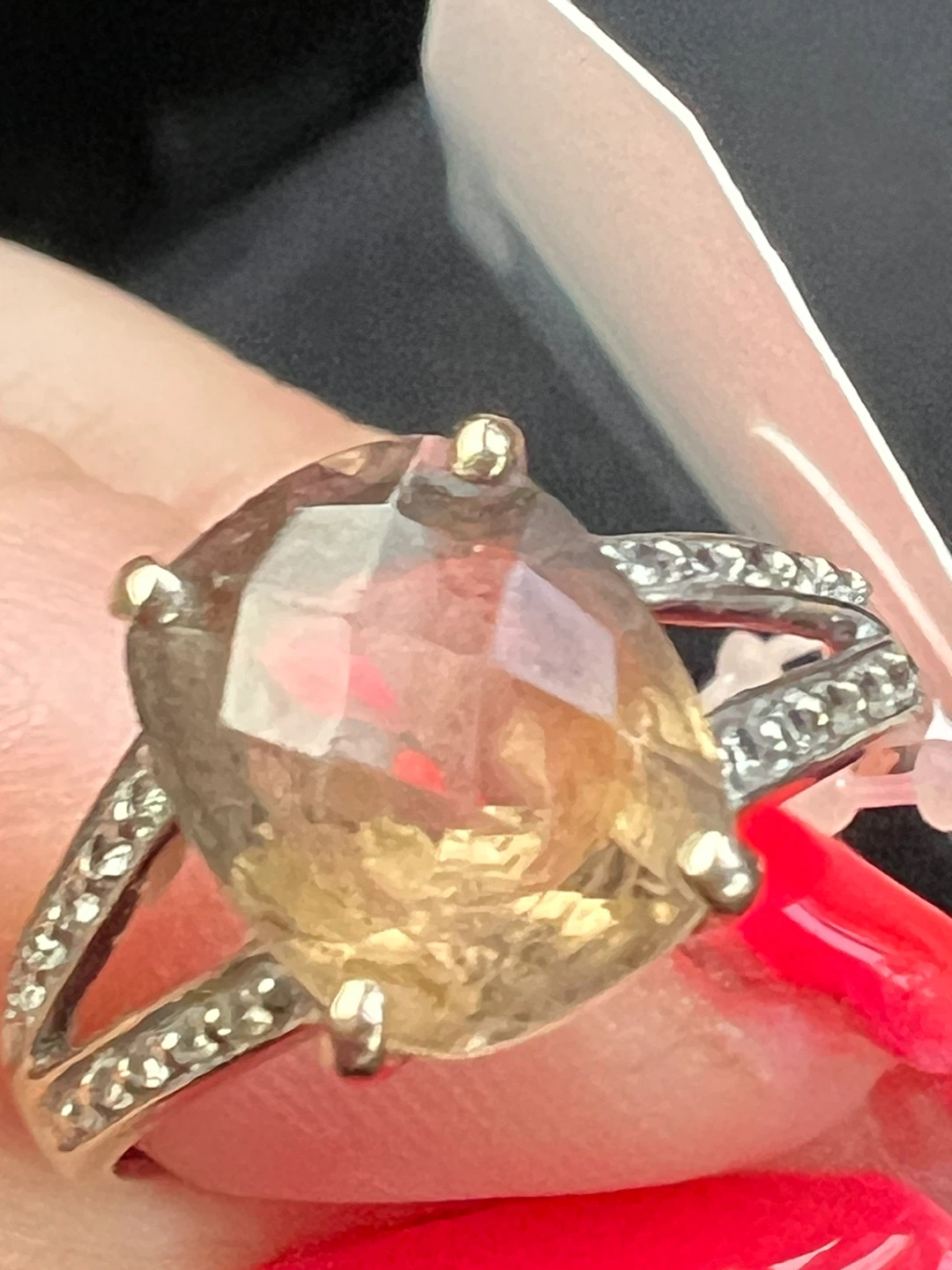 10 k smoky topaz and diamonds ring size 6.5-7 - photo 5