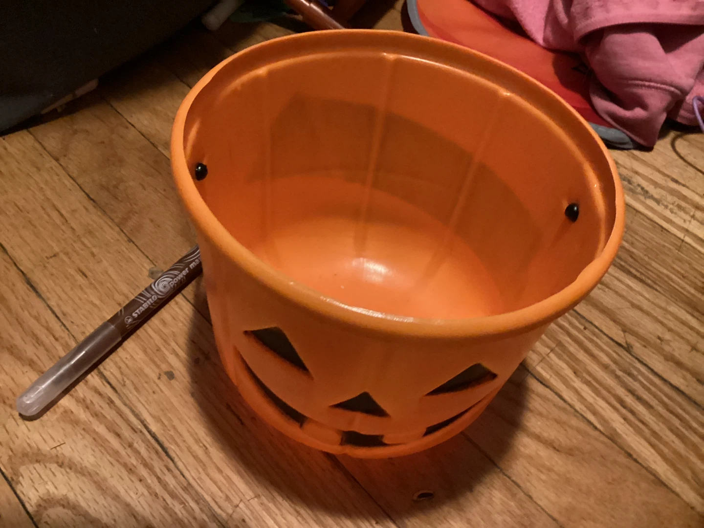 Orange Jack-o'-lantern Plastic Treat Bucket