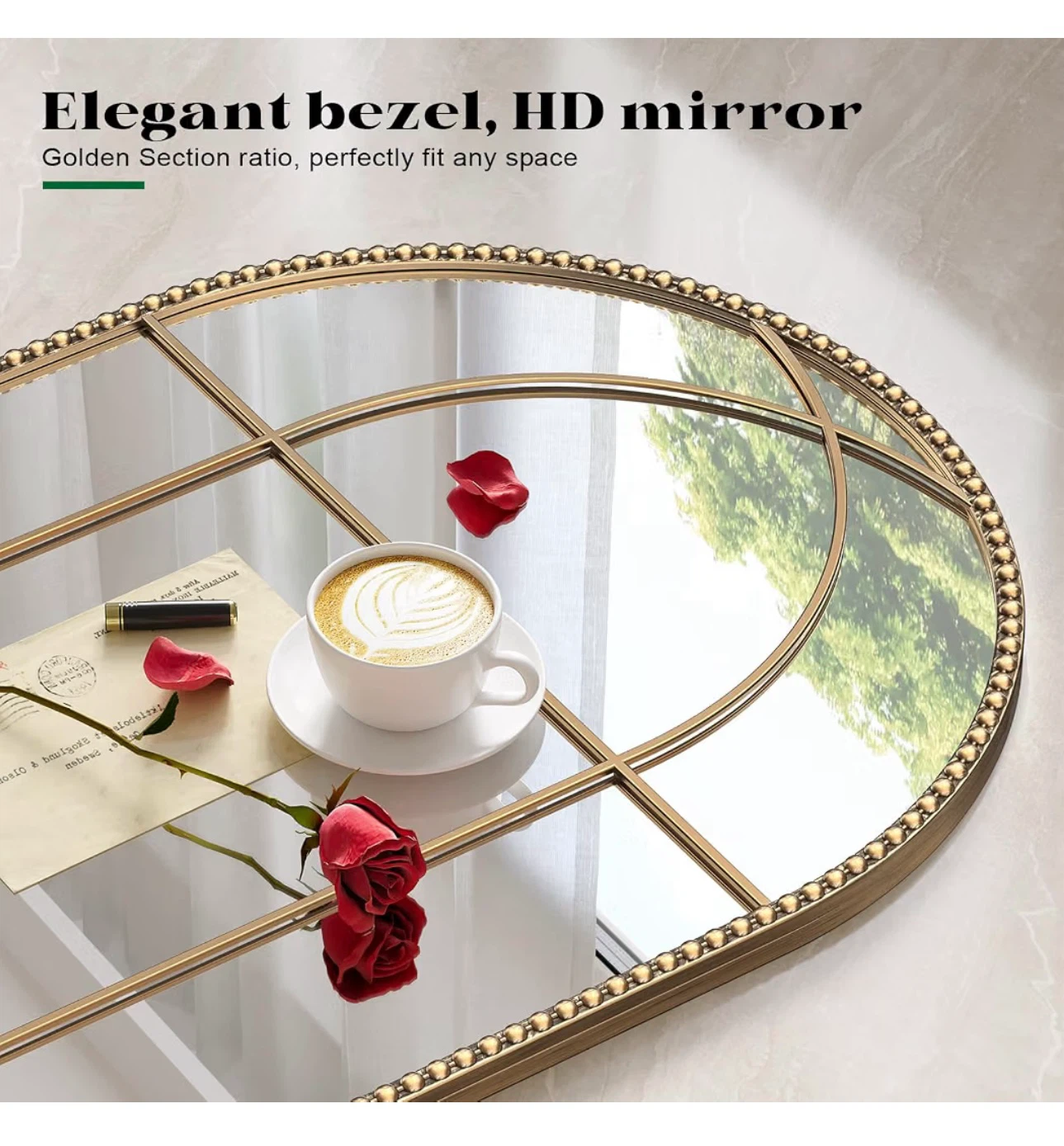 Wiserset Arched Gold Antique Mirror, 28" X 40" - photo 4